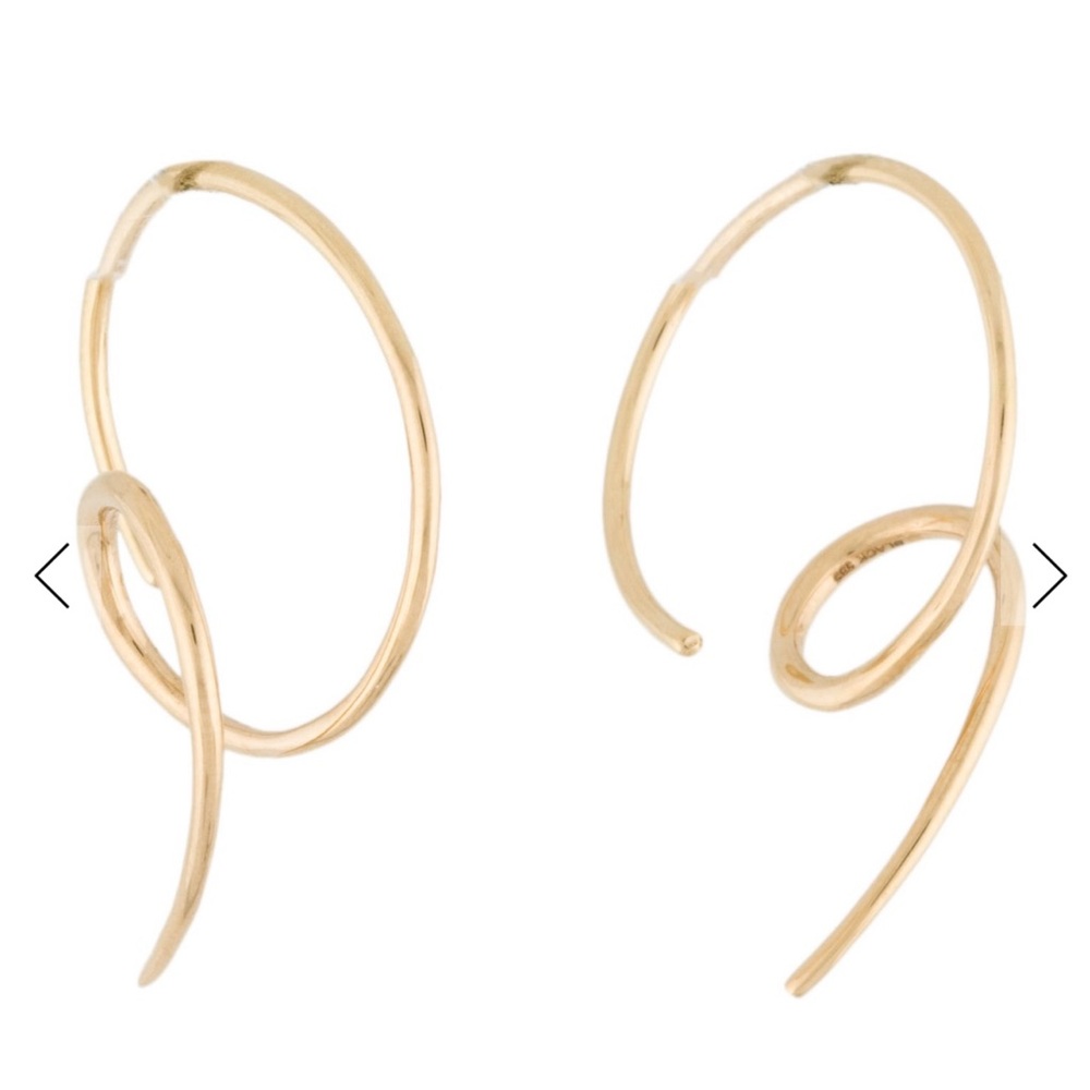 Maria Black 14K Yellow Gold Racer Nude Earrings, Left + Right, EUC - Thick Gauge